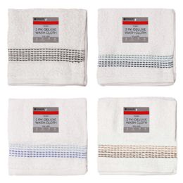 72 Bulk 2pk 12inx12in Dotted Wash Cloths 16oz