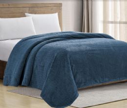 12 Bulk Braided Blanket Twin Size 66x86 In Navy