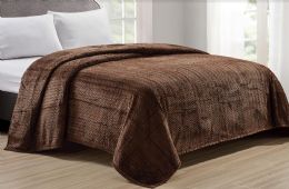 12 Bulk Braided Blanket Twin Size 66x86 In Brown