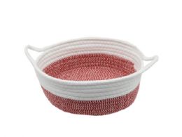 24 Bulk Assorted Color Round Cotton Basket With Handle