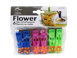36 Bulk 6 Pack Plastic Clothespins Pegs With Flower Design