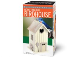 6 Bulk 11 In White FarmhousE-Inspired Wood Hanging Birdhouse Feeder