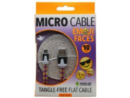 96 Bulk True Tech 10 Foot Printed Emjoi Micro Usb Cable