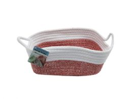 24 Bulk Assorted Color Rectangle Cotton Basket With Handle