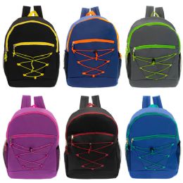 24 Bulk 17" Bungee Backpacks In 6 Assorted Colors