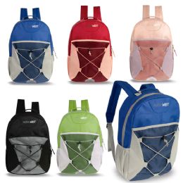 24 Bulk 17" Bungee Bulk Backpacks In 5 Assorted Colors