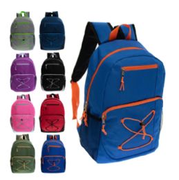 24 Bulk 17" Bungee Wholesale Backpack In 8 Assorted Colors