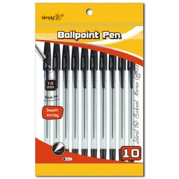 144 Bulk Ball Point Pens Black 10 Pack