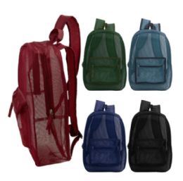 24 Bulk Mesh Wholesale Backpacks 5 Assorted Colors