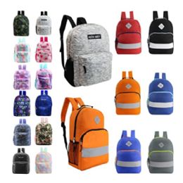 24 Bulk 24 Pack Of 17" Reflective And Classic Design Wholesale Backpack In Assorted Colors And Prints