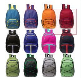 24 Bulk 17" Bungee Wholesale Backpack In Assorted Colors And Styles