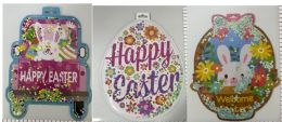 24 Bulk Easter Hanging Decor Paperboard/plastic W/confetti 3ast Upc Label