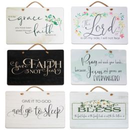 24 Bulk Wall Sign Inspirational Sayings 15.75x11.37 6assorted W/rope Hanger