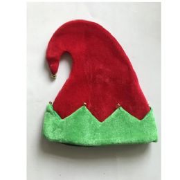 24 Bulk Elf Hat Velvet 11.8wx14.5h Green Trim W/bells Ht/jhook