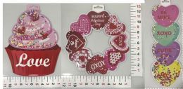 24 Bulk Valentine Hanging Decor Paperboard/plastic W/confetti 3ast 12-17.5in H/upc Label