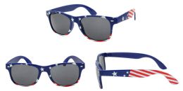 36 Bulk Wayfarer Style Plastic Unisex American Flag Print Sunglasses