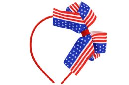 60 Bulk Headband With Usa Flag Bow