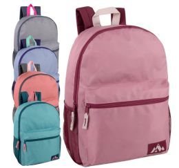24 Bulk 18 Inch Trailmaker Girl's Assorted Colors Backpack With Side Mesh Pocket - 5 Patel Colors