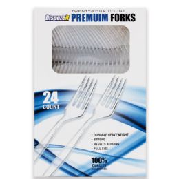 48 Bulk Dispozeit Plastic Cutlery 24 Ct Heavy Duty Fork Boxed