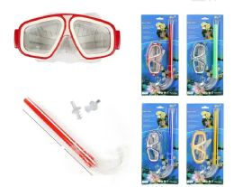 36 Bulk Snorkeling & Goggle Mask Set With Ear Plugs - 3 Piece Set