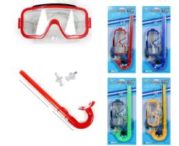 48 Bulk Snorkeling & Goggle Mask Set With Ear Plugs - 3 Piece Set