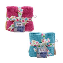 24 Bulk Cotton 6pk Wash Cloth 11"x11" Asst Color