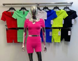 48 Bulk Womens 2 Piece Active Wear Set Top And Bottom