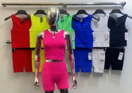 48 Bulk Womens 2 Piece Active Wear Set Top And Bottom