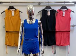 48 Bulk Womens 2 Piece Active Wear Set Top And Bottom