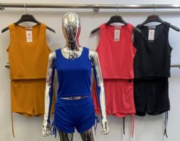 48 Bulk Womens 2 Piece Active Wear Set Top And Bottom