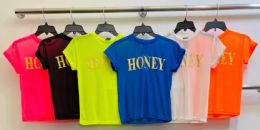 36 Bulk Womens Mesh Fashion Top With Honey Saying
