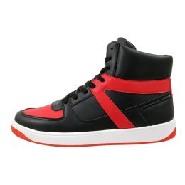 12 Bulk Men's Hightop Sneaker Black&red