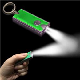 1000 Bulk Led Flat Flashlight Key Chain - Green/silver