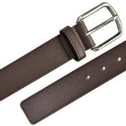 12 Bulk Belt for Men Plain Dark Brown with Square Tip Mixed Sizes