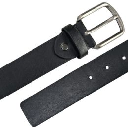12 Bulk Leather Belt for Men Plain Black color with Square Tip Mixed sizes