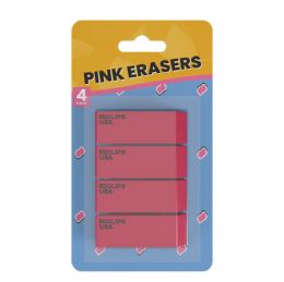48 Bulk Pink erasers 4 -pack