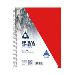 24 Bulk 5 Subject Notebook - Wide Ruled, Asst. Colors, Size: 10.5 X 8, 150 Pages,