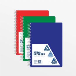 12 Bulk Poly Cover 5 Subject Notebook 180 Sheets W/ 2 Pocket College Ruled