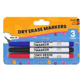 36 Bulk Dry erase markers low odor Fine tip pen style Red blue black ink 3 -pack