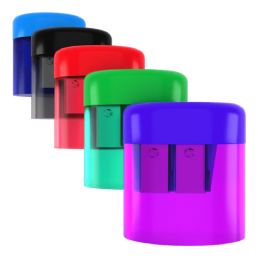 500 Bulk 2HOLE SHARPENER with RECEPTACLE Assorted COLORS BULK PACKAGE