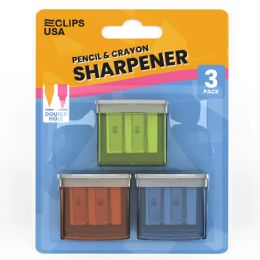 36 Bulk Pencil & Crayon Sharpener 3 Pk. Asst. Colors