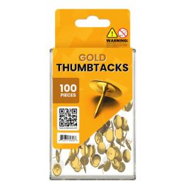 48 Bulk Thumb tacks gold 200 ct reusable box