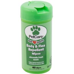 24 Bulk Pet Wipes 40ct Body & Flea Repellant Citronella Scent Pet Care
