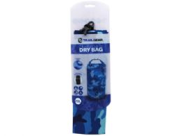 12 Bulk Trail Gear 20l Blue Camoflage Dry Bag With Adjustable Should