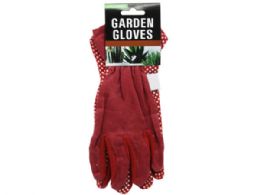 60 Bulk Red And Green Adult Garden Gloves With Safety Grip Dots