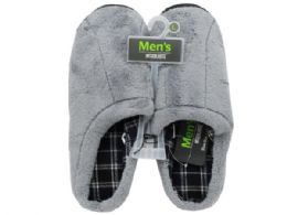 24 Bulk Mens Large Charcoal Slippers