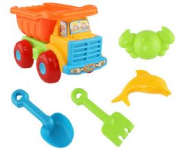 12 Bulk 8 Piece Truck Sand Toys In Net Bag
