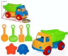 12 Bulk 7 Piece Truck Sand Toys In Net Bag