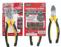 48 Bulk Steel Diagonal Pliers With Black And Yellow Handle 8"