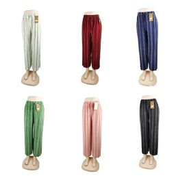 96 Bulk Womens Tie Front Striped Patterned Pants
